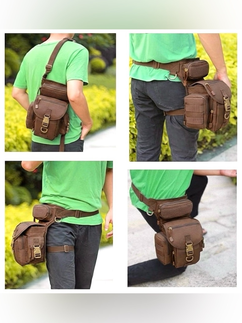 Manetta Bag Pack Tactical Leg Waist Brown Pockets Waterproof Concealed Carry NWT